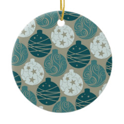 Fun Retro Blue Gray Christmas Ornaments Design