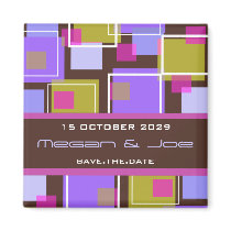 Fun Retro Cubes | 02 * | Save Date Date Magnet