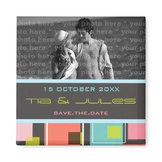 Fun Retro Cubes | 03 * | Save Date Date Magnet magnet
