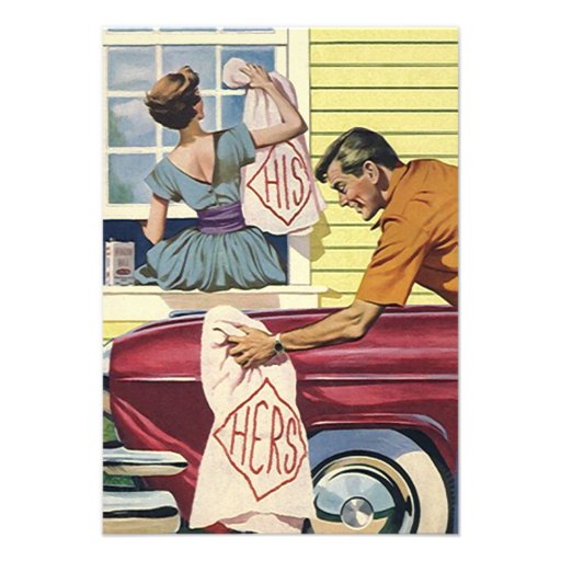 Fun Retro His & Hers Couple's Shower Invitations