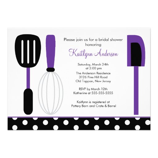 Fun Retro Kitchen Bridal Shower Invitation Purple