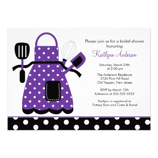 Fun Retro Kitchen Bridal Shower Invitation Purple