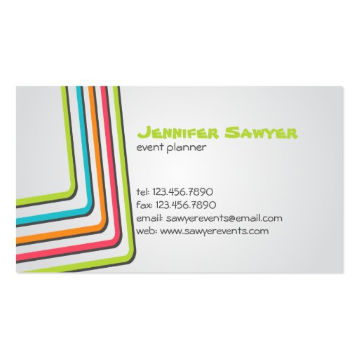 Fun Retro Lines - Style 1 Business Cards (back side)