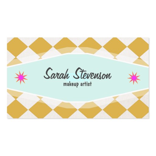 Fun Retro MakeupArtist Checkered Business Card (front side)