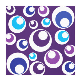 Fun Retro Purple Teal Circles Dots Pattern Canvas Prints