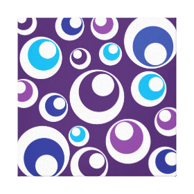 Fun Retro Purple Teal Circles Dots Pattern Canvas Print