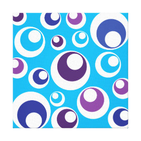 Fun Retro Teal Purple Circles Dots Pattern Canvas Print