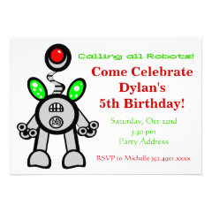 Fun Robot Birthday Party Invitations