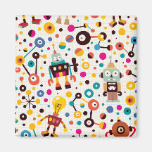 Fun robots fridge magnets