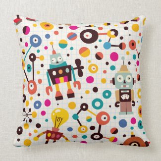 Fun robots throw pillows