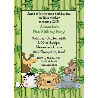 Fun Safari 1st Birthday invitation