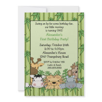 Fun Safari 1st Birthday Custom Announcement