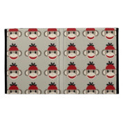 Fun Smiling Red Sock Monkey Happy Patterns iPad Folio Case