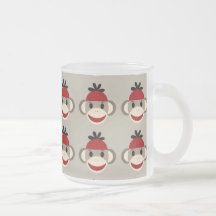 Fun Smiling Red Sock Monkey Happy Patterns Coffee Mugs