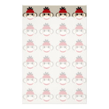 Fun Smiling Red Sock Monkey Happy Patterns Personalized Stationery
