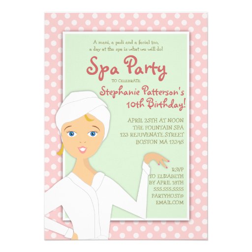 Fun Spa Girl Birthday Spa Party Invitation | Pink