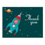 Fun space rocket birthday thank you photo postcard postcards