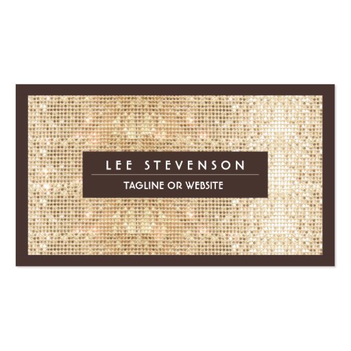 Fun Sparkly Gold Sequin Retro Business Card (front side)