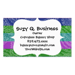 Fun Striped Paisley Print Summer Girly Pattern Business Cards