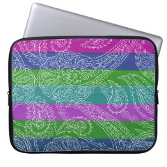 Fun Striped Paisley Print Summer Girly Pattern Laptop Sleeve