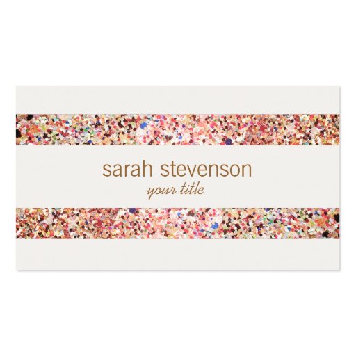 Fun Stripes Colorful Glitter Look Business Card 4 (front side)
