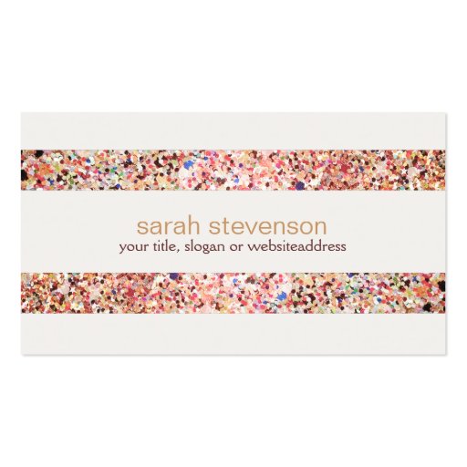 Fun Stripes Colorful Glitter Look Business Card 4 (front side)