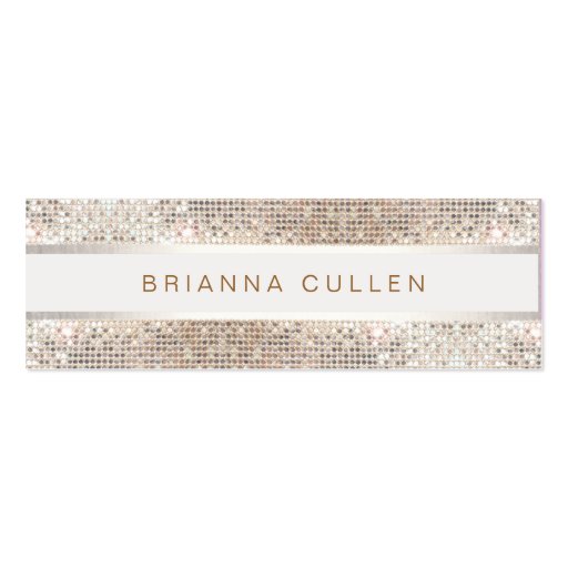 Fun Stylish Striped Silver Sequin Elegant Modern Business Card Templates (front side)