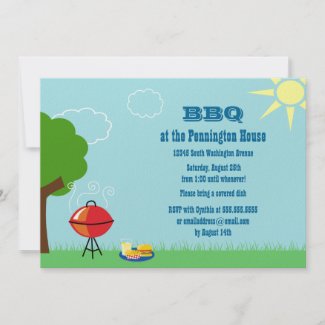 Fun summer BBQ (barbeque) grill party invitation invitation
