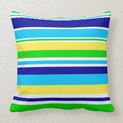 Fun Summer Striped Teal Lime Yellow Blue Gifts Throw Pillow