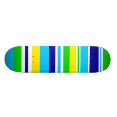 Fun Summer Striped Teal Lime Yellow Blue Gifts Skate Boards