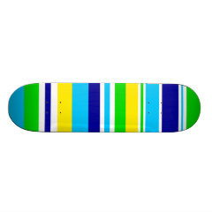 Fun Summer Striped Teal Lime Yellow Blue Gifts Custom Skate Board