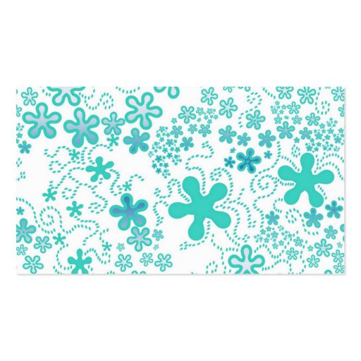 Fun teal floral Business Card (back side)