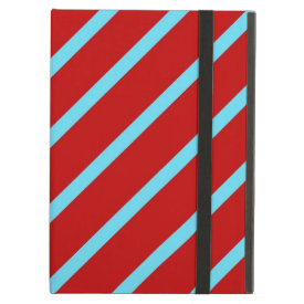 Fun Teal Turquoise Red Diagonal Stripes Gifts iPad Folio Case