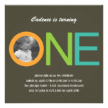 Fun To Be One Photo Birthday Invitation - Blue invitations