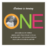 Fun To Be One Photo Birthday Invitation - Pink invitations