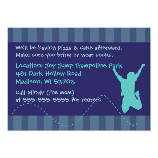 Fun Trampoline Birthday Party Invitations - Boys