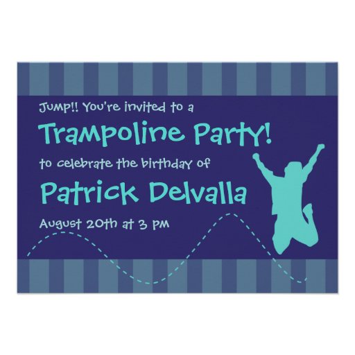Fun Trampoline Birthday Party Invitations - Boys