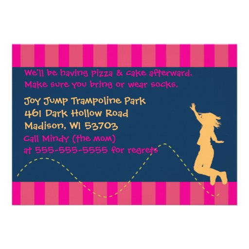 Fun Trampoline Birthday Party Invitations - Girls