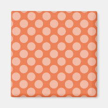 Fun Trendy Orange Polka Dots Pattern on Orange Magnets