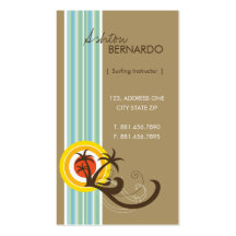 Fun Tropical Palm Trees Sunset Brown Beach Holiday Business Card Templates
