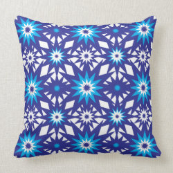 Fun Vibrant Blue Teal Star Starburst Pattern Pillow