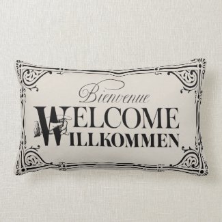 Fun Vintage Welcome Pillow - Pick Your Color