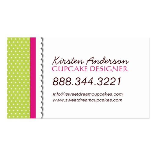 Fun Whimsical Cupcake Bakery Business Cards (back side)