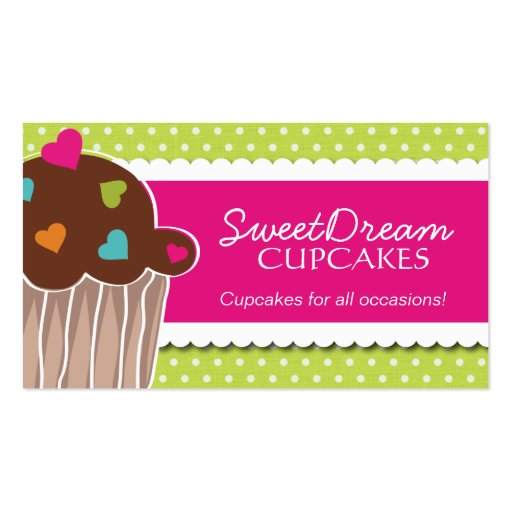 Fun Whimsical Cupcake Bakery Business Cards (front side)