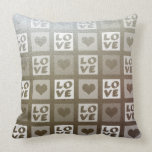 Fun Whimsical Gold Love and Hearts Throw Pillow