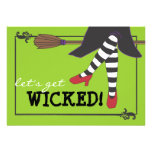 Fun Wicked Witch on Broom Halloween Party Announcement