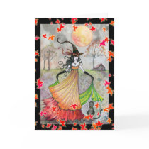Fun Witch and Cat Halloween Card