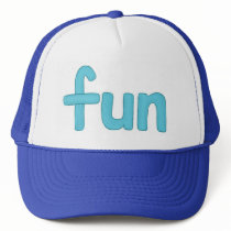 fun word in aqua hat