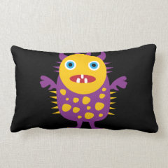 Fun Yellow Purple Monster Creature Gifts for Kids Throw Pillow
