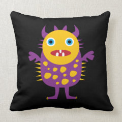 Fun Yellow Purple Monster Creature Gifts for Kids Pillow